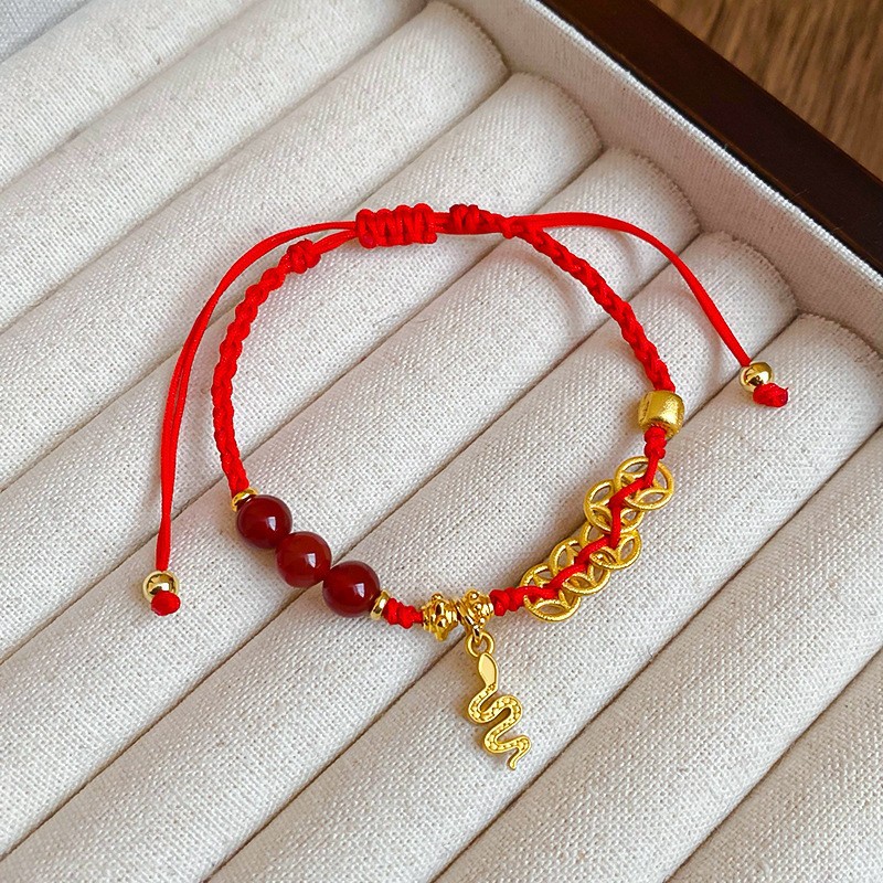 Nuevo estilo chino Lucky Nafu Año de nacimiento Pulsera de hilo rojo Moda Pulsera de todo fósforo Pulsera de temperamento de lujo ligero de nicho