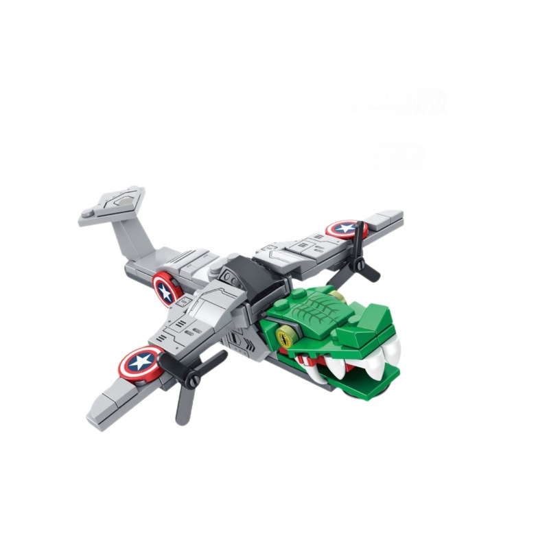 Bloques de Construcción 7259ai Shanhaijing, Figuras de Madera, Cocodrilo, Bombardero, Tiburón Nike, Partículas Grandes, Juguetes Educativos para Niños