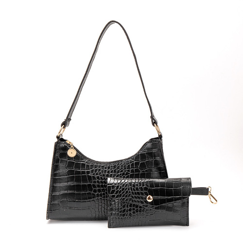 Crocodile pattern armpit bag  new fashion women's bag mother bag foreign trade wholesale two-piece set bag shoulder bag