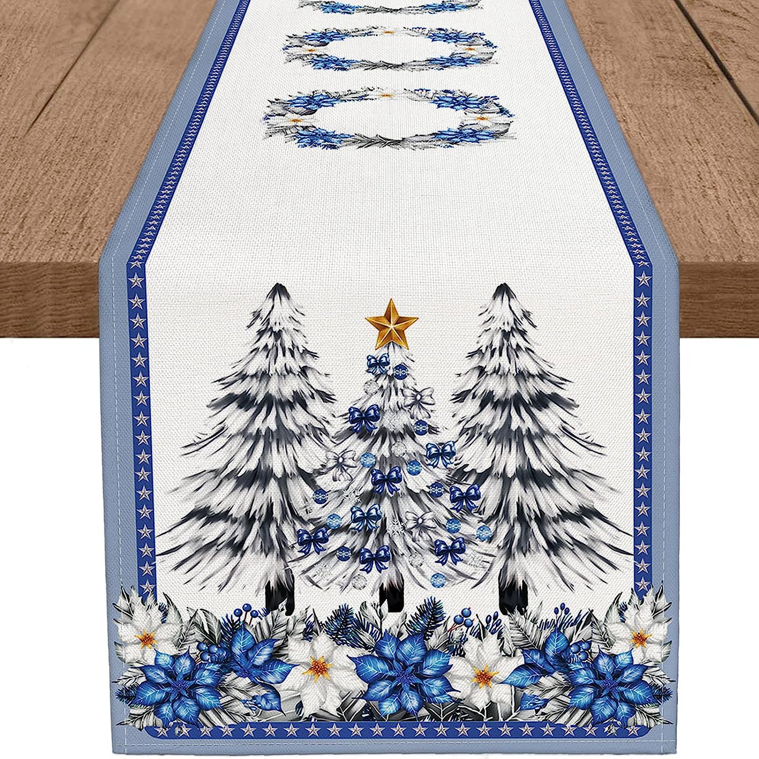 100g Weight Table Runner Event & Party Supplies Polyester Material Christmas Festival Christmas Tree, Santa Claus, Snowman Pattern Simple Style Style Christmas Simple Style Christmas Tree Santa Claus Snowman Polyester Table Runner 2