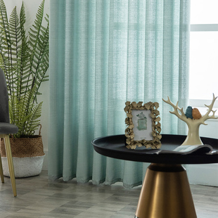 Y" Japanese Gauze Curtain Cream Color Light-Proof Linen Curtain Window Screen Living Room Bedroom Balcony Gauze Curtain Finished Bean