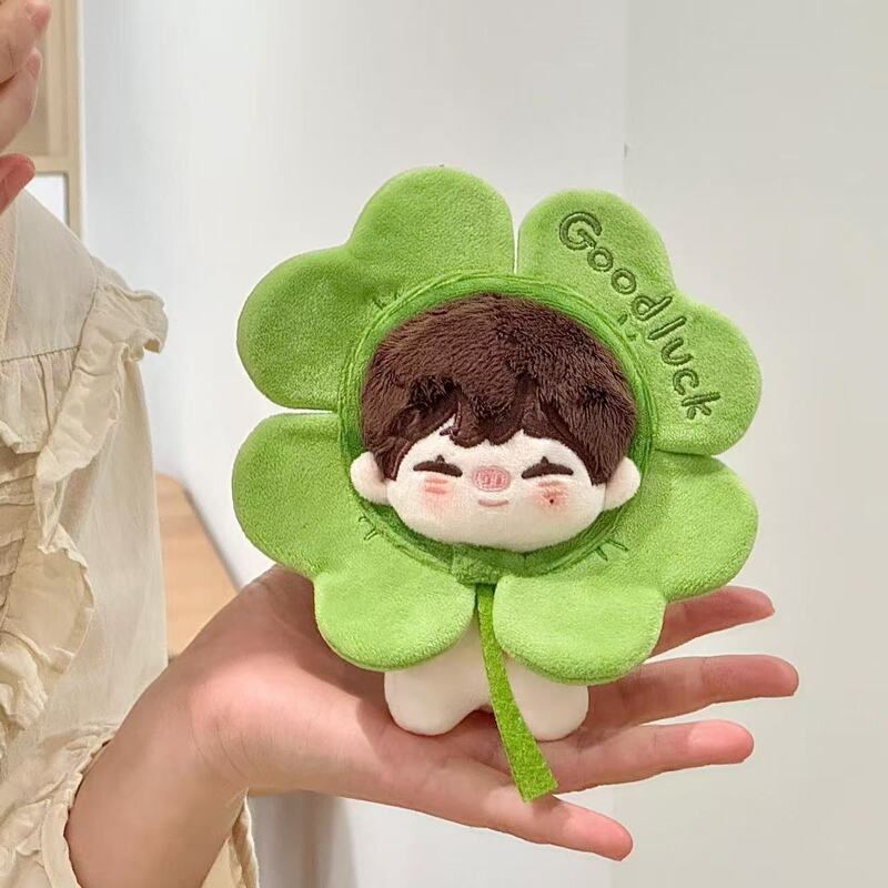 10 センチメートルかわいい四つ葉のクローバー高価値ベビー服ぬいぐるみ装飾自己嘲笑クマ綿人形アクセサリー人形ヘッドギア|undefined