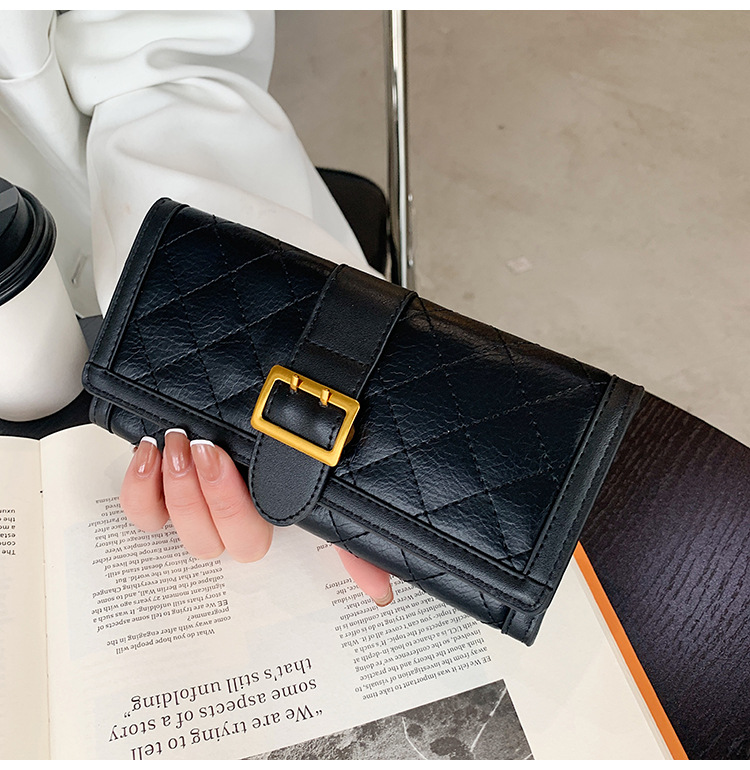 Women's Wallet Summer Thin 2021 Folding Design Long Wallet Rhombus Ins Style Three Fold Student Short Wallet display picture 5