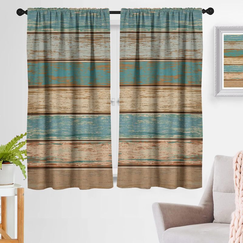 Cross-Border Turquoise-Colored Southwest Vintage Wooden Barn Door Cabin Digital Print Curtains for Bedroom and Living Room Manufacturer Cross-Border Turquoise-Colored Southwest Vintage Wooden Barn Door Cabin Digital Print Curtains for Bedroom and Living Room Manufacturer