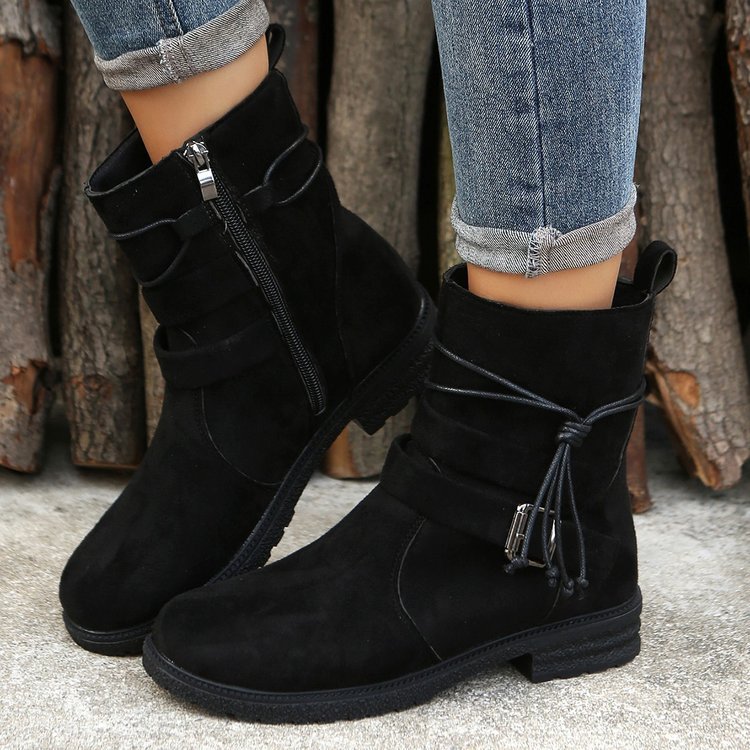 Large size short boots women dress boots autumn and winter new round head retro explosive cotton boots women_voghion.com