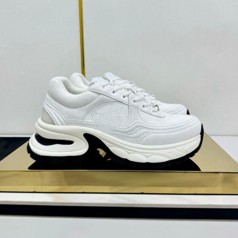 Trendy Women's Sneakers with Chanel-Inspired Design, Double C Mesh, Breathable Thick Sole, Fashionable Versatile Lace-Up Casual Shoes