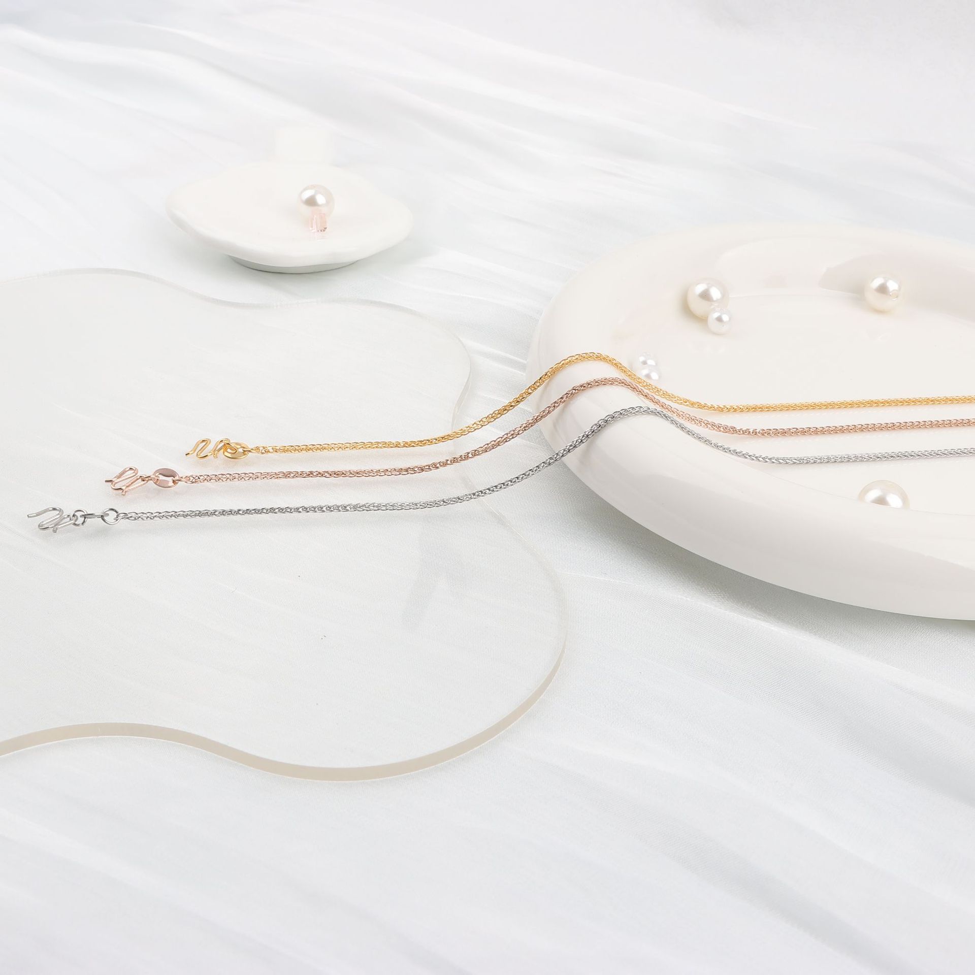 Gold Colorfast Stainless Steel Metal Handmade Titanium Steel Chopin Necklace Accessory Chain DIY Half-Finished Dispersed Chain Decoration