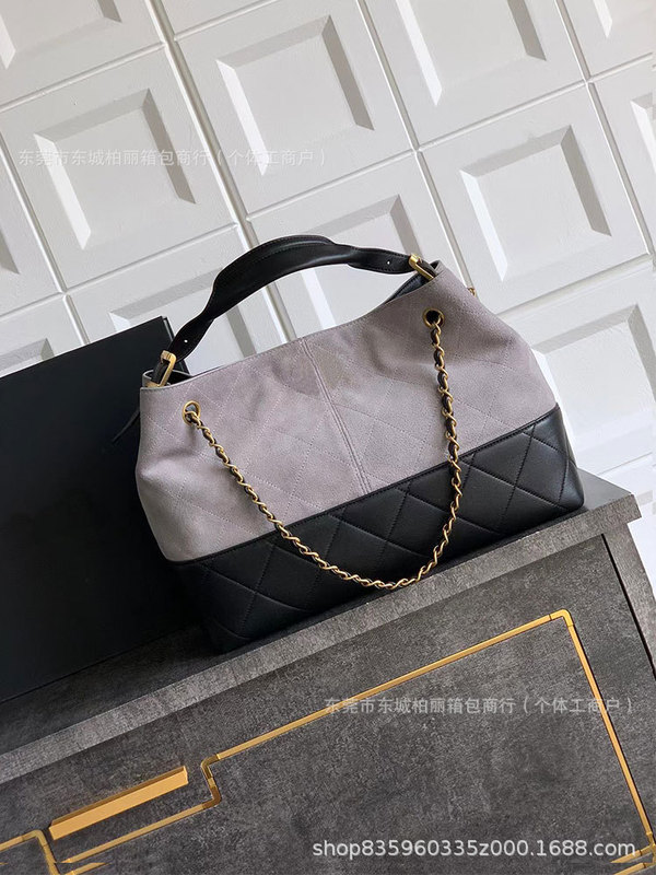 オリジナル Xiaoxiangfeng 25A スエードスプライシングショッピングバッグ菱形トートバッグシングルショルダークロスボディバッグ巾着バケットバッグ女性用|undefined