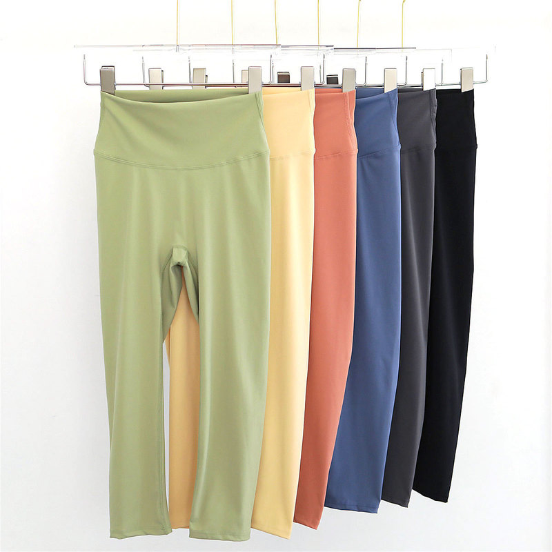 Lulu's Same Style Three-Point Yoga Pants for Women in Summer, Thin, Quick-Drying Sports Fitness Pants, High-Waisted Butt-Lifting Eight-Point Leggings