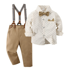 Cross-border European and American style new spring/autumn children's clothing boys' long-sleeved shirt and long pants gentleman's three-piece suit formal wear performance outfit one piece