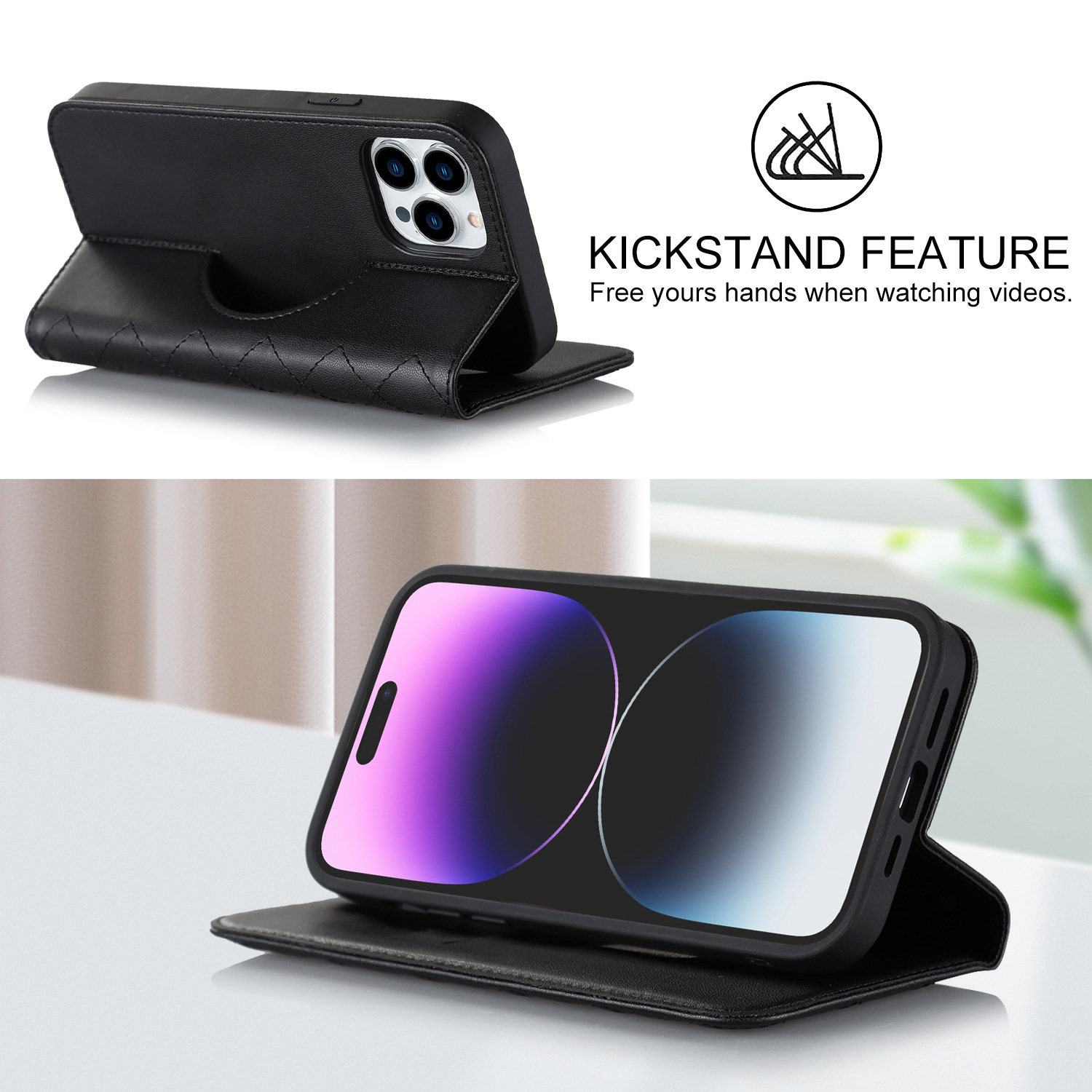 Anwendbar zu iPhone14 handy leder fall drahtlose lade 13/12 stil magnetische flip schutzhülle Großhandel_voghion.com