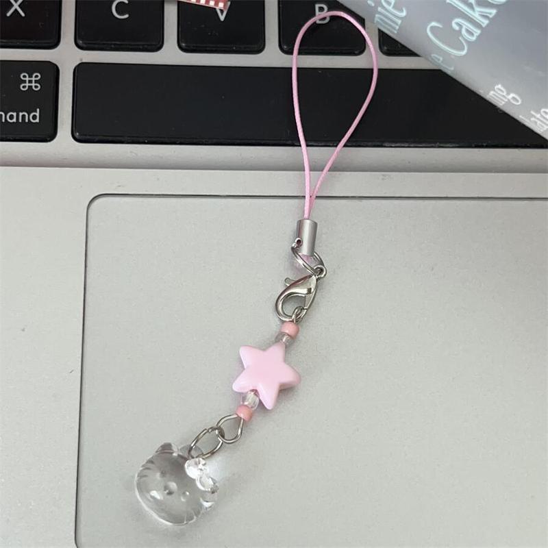 新款透明Kitty少女心手机链包包挂饰ccd挂件星星闺蜜礼物好朋友|undefined