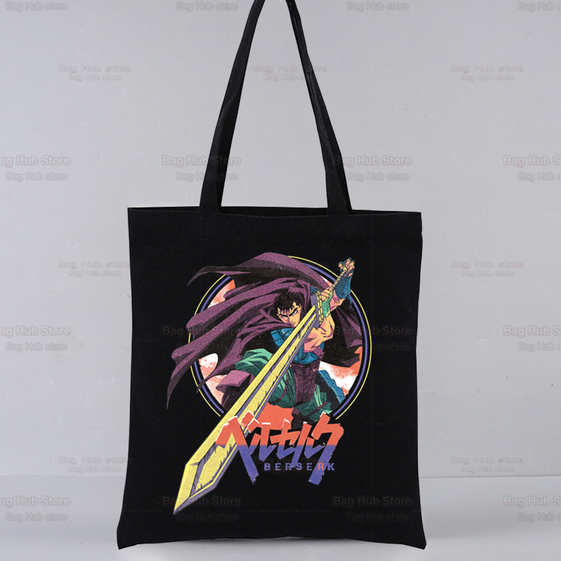 Berserk agallas espada estilo leyenda impreso bolsa de lona Harajuku bolso de hombro de moda bolsa de compras portátil AliExpress