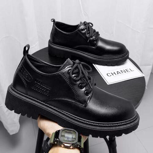 Autumn High-End Martin Boots, British Style Formal Business Wedding groom leather shoes for men, breathable casual small leather shoes