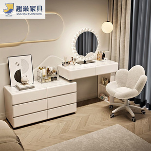 French Cream Style Dressing Table, Home Cupboard, Integrated Retractable Dressing Table, Rental Room, Light Luxury Bedroom Dressing Table