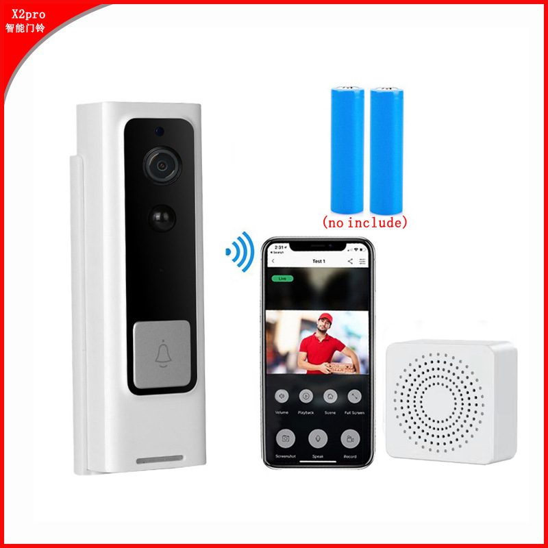智能无线门铃X2pro wifi门铃可充电内置电池彩色可视门铃配叮咚机