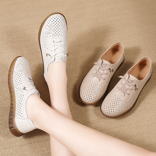 Spring Large Size Mesh Breathable Korean Style Casual Mom Shoes Soft Sole Lightweight Slip-On Slip-on Single Shoes