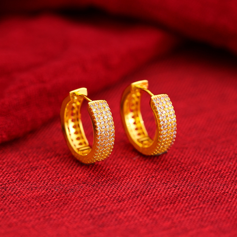 2023 nueva moda llena de diamantes con incrustaciones de ZIRCON pendientes de las mujeres personalizadas todo partido geométrico pendientes redondos de moda al por mayor