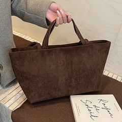 跨境外贸通勤麂皮绒托特包女2025秋冬新款美拉德手提单肩斜挎包
