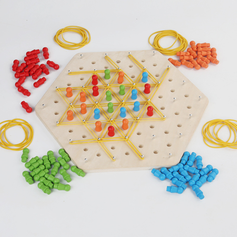 Ajedrez de cadena geométrica Puzzle transfronterizo Ajedrez de mesa Juegos de mesa Entrenamiento de banda de goma Ejercicios interactivos Juguetes de pensamiento image 5