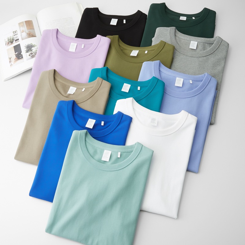 300gコットンTシャツ、白、半袖、丸首、秋冬、メンズ、トップス、ベースレイヤー、純綿、トレンドブランド、日本風、レトロ