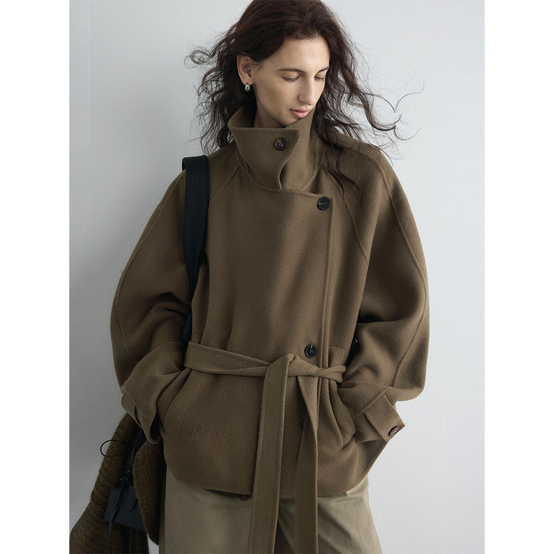 "Urban Dream" textured double-sided full wool double-sided fleece coat with tie, Lem*e style, celebrity-inspired, autumn and winter "Urban Dream" textured double-sided full wool double-sided fleece coat with tie, Lem*e style, celebrity-inspired, autumn and winter