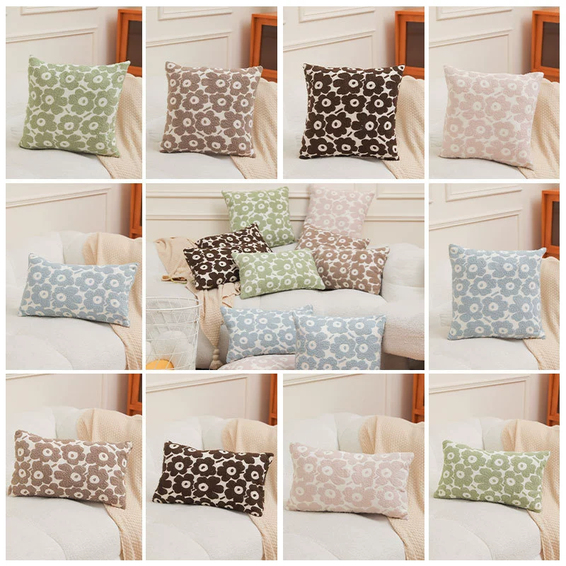 Nordic ins style pillow, tender green sofa cushion, abstract flower cushion, homestay soft furnishing, bedside pillow, waist pillow