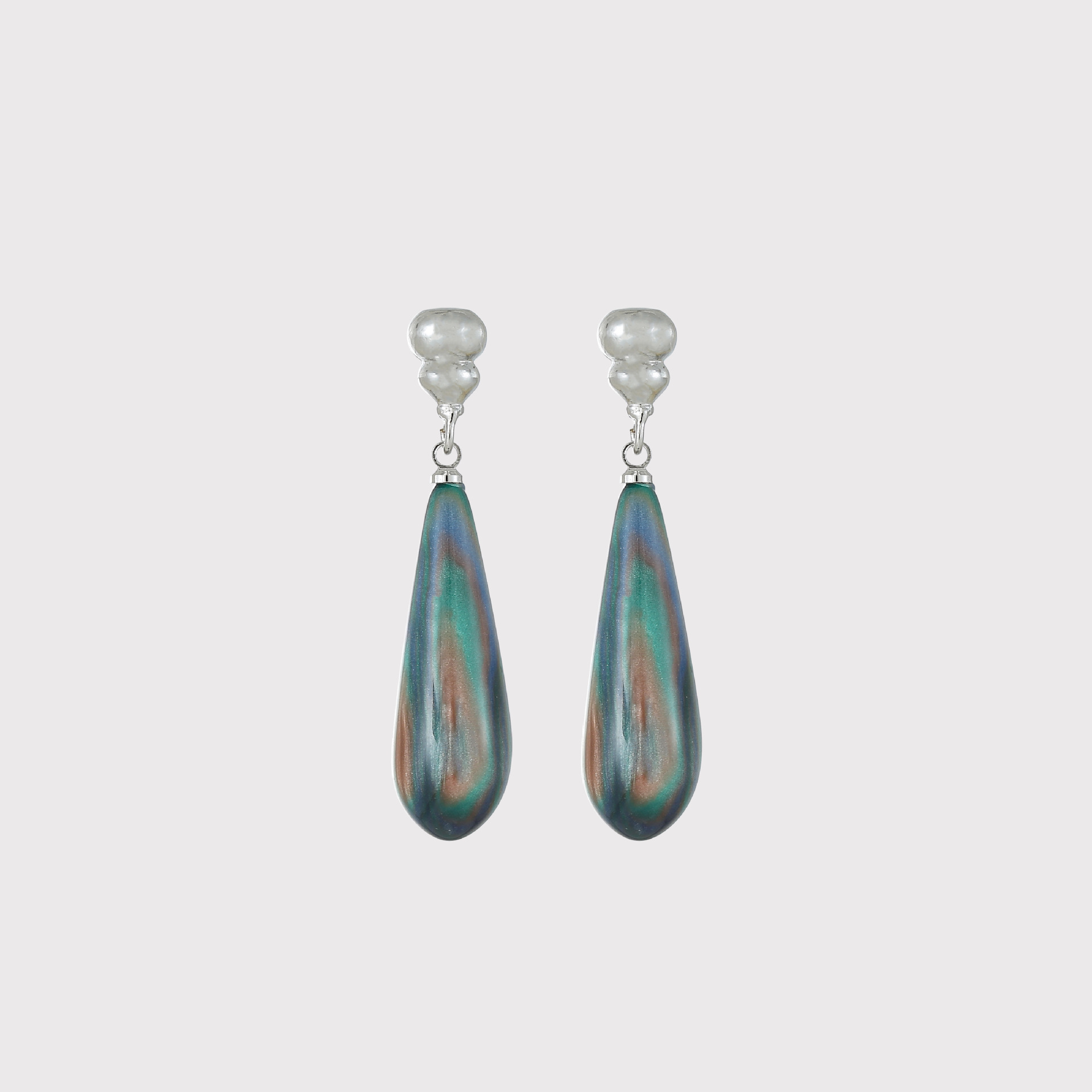 Colorful water drop cubic zirconia imitation pearl long earrings, a luxurious and elegant design for women, exuding a refined and stylish aura