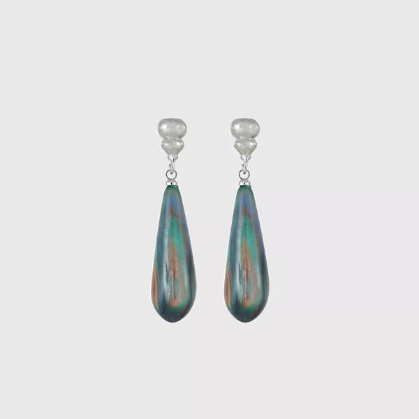 Colorful water drop cubic zirconia imitation pearl long earrings, a luxurious and elegant design for women, exuding a refined and stylish aura