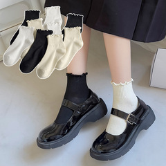 襪子女短襪花邊春夏樂福鞋可愛船襪木耳邊月子女襪棉質ins潮女款