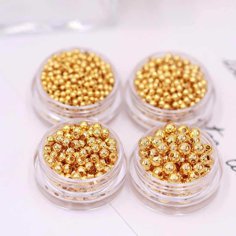 Color-Preserving Pure Copper Plated 18K Real Gold Small Gold Beads Round Beads Bracelet Necklace Spacer Beads DIY Handmade Beading Accessories D41D36 Color-Preserving Pure Copper Plated 18K Real Gold Small Gold Beads Round Beads Bracelet Necklace Spacer Beads DIY Handmade Beading Accessories D41D36