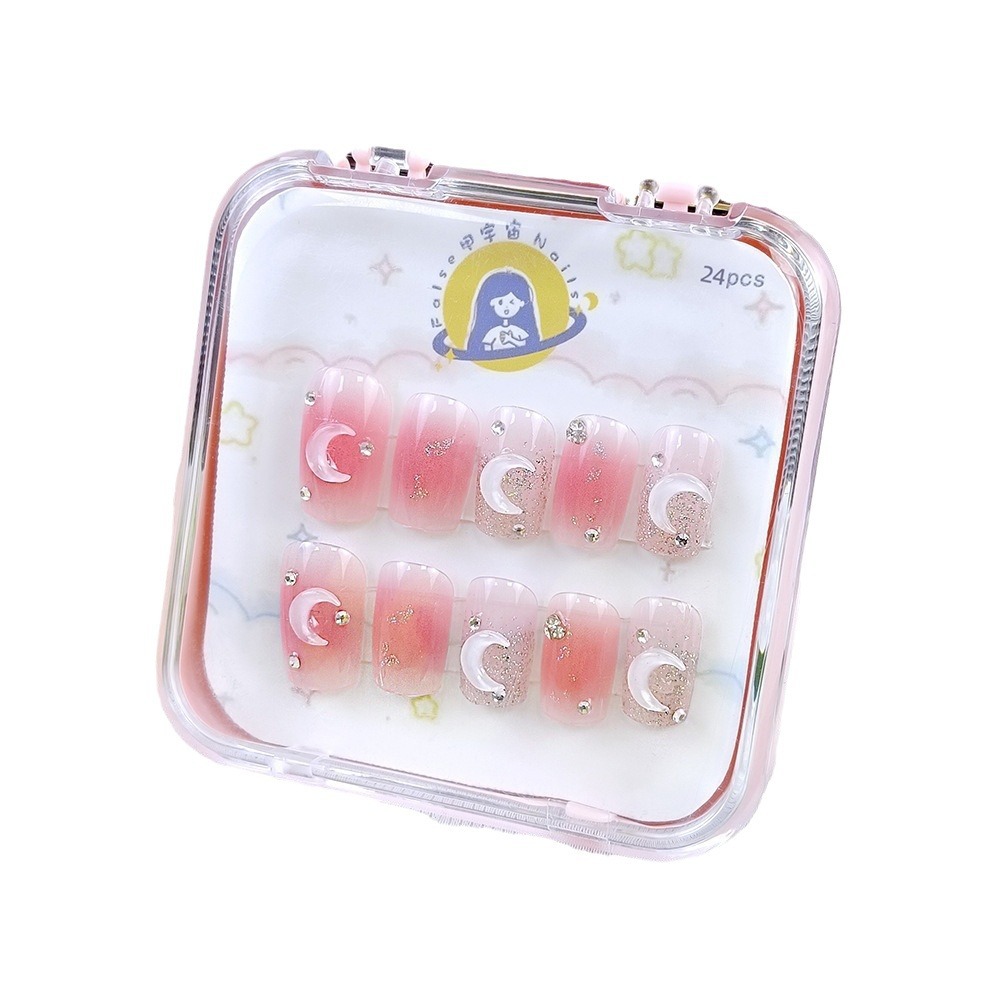 Uñas postizas Air Soft, sin pliegues, hechas a mano, piezas de uñas portátiles, piezas de uñas de material suave de lujo ligero, 24 piezas en caja de plástico, arte de uñas al por mayor.