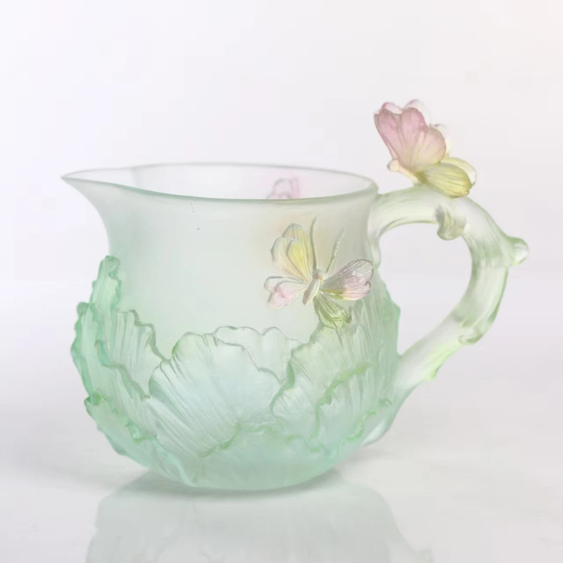 东魅仙女琉璃公道杯蝶恋花非遗古法琉璃冰透渐变蝴蝶公道杯茶室|undefined