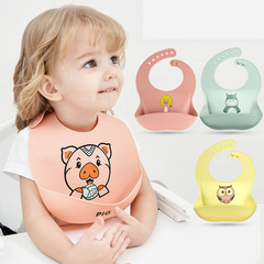 Baby eating bib three-dimensional silicone baby waterproof super soft food bib children's saliva bag no-wash cross-border