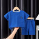 New Children's Waffler Short-sleeved suit Summer Boys and Girls Casual Western Style Sportswear Fresh Thin Two-piece Set