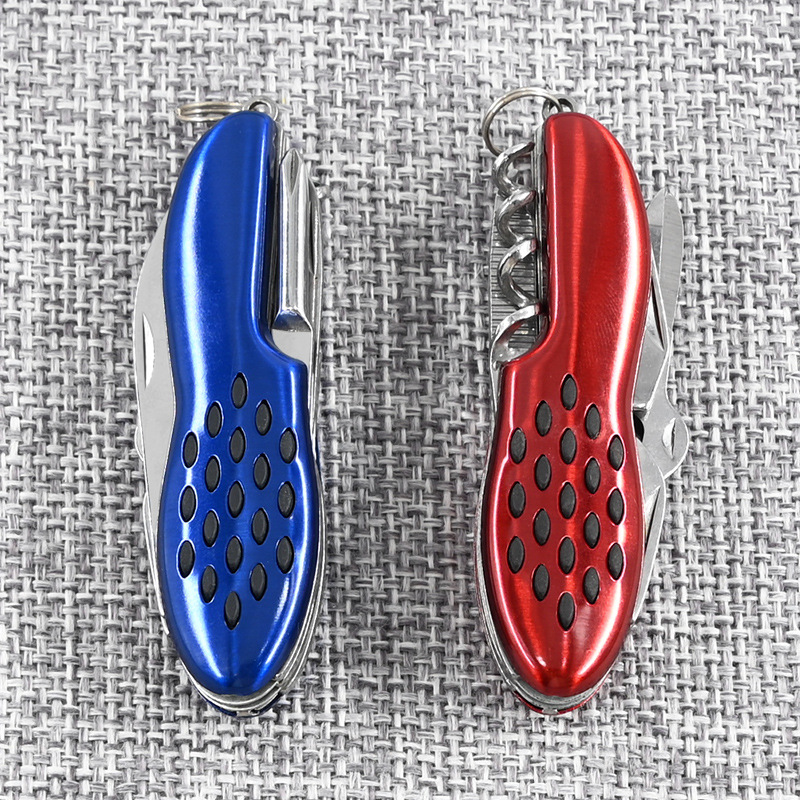 热销7开花生壳不锈钢多功能折叠小刀瑞士军刀创意花生壳形不锈钢