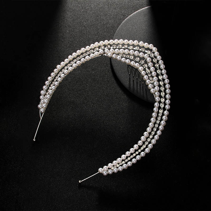 Europa y los Estados Unidos de lujo perla temperamento de cabello multicapa toque de cabello accesorios de alta calidad banda de cabeza femenina