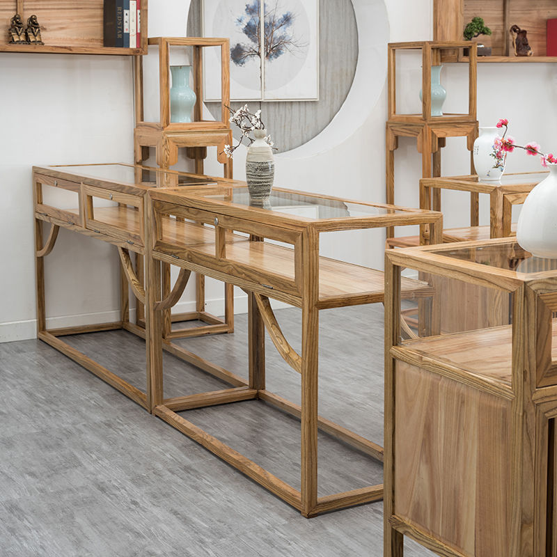 新中式柜台展柜货架珠宝柜简约现代首饰玉器玻璃陈列柜展示柜