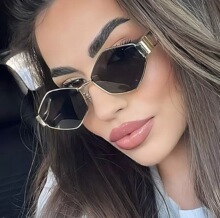 小框菱形太阳镜女士2024新款金属墨镜防紫外线太阳眼镜潮多边形框