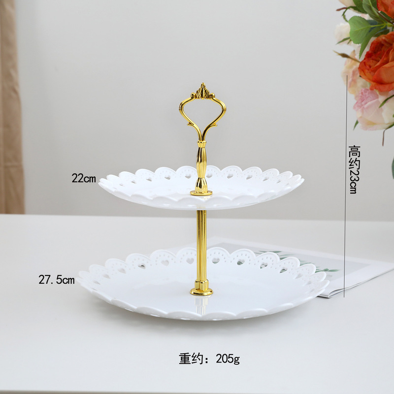 黑色甜品台婚礼蛋糕展示架点心托盘北欧家用客厅三层白色水果盘|undefined