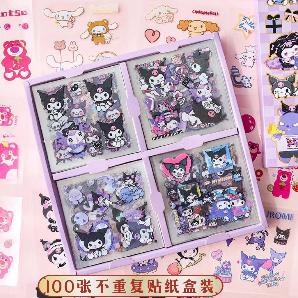 Cute Cartoon 100 hojas en caja pegatinas de cuentas de mano para niños creativos pegatinas de cuentas de mano pvc juego de pegatinas de tarjetas gu al por mayor