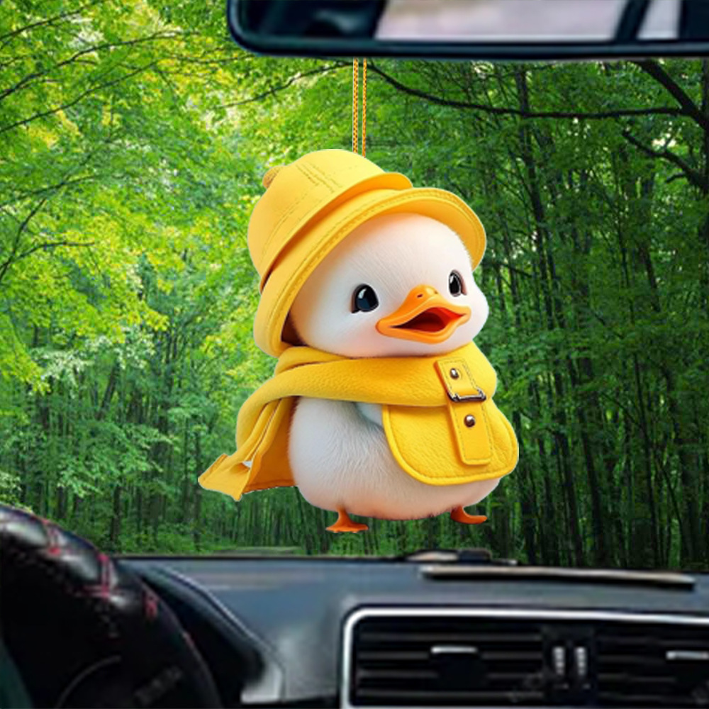 Ventas transfronterizas de coches calientes pato amarillo colgante acrílico mochila de Navidad accesorios llaveros lista