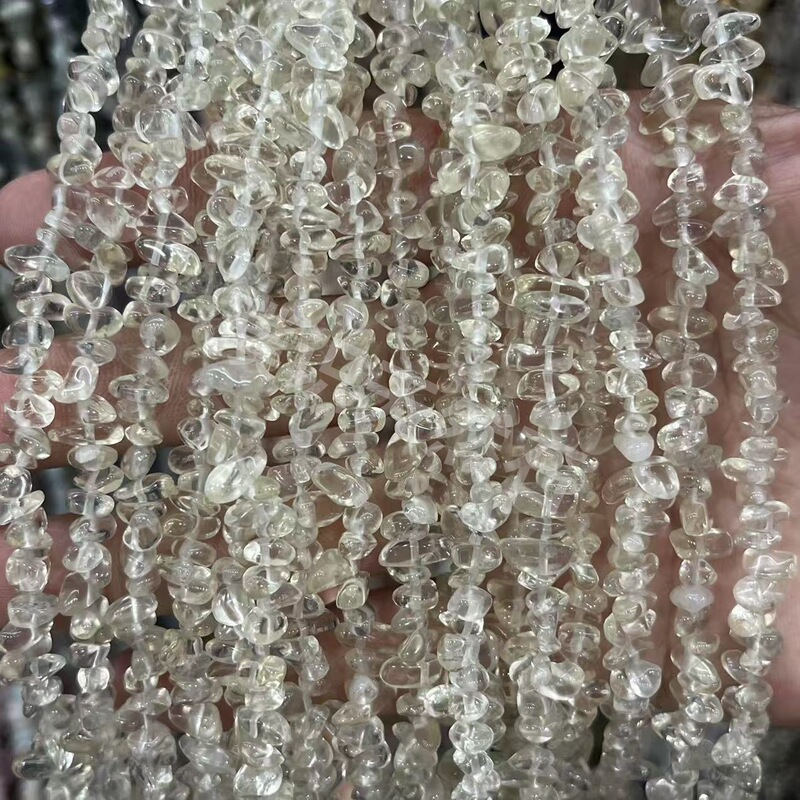 3-5mm天然水晶原石碎石打孔随形石消磁石散珠DIY饰品配件厂家批发|undefined