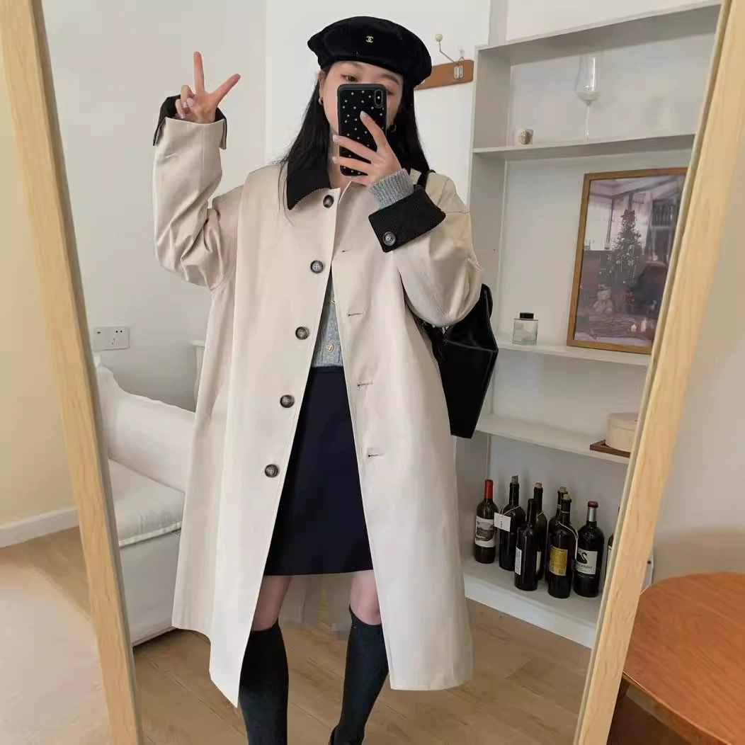 Демисезонный длинный тренчкот, куртка, plus size, средней длины, oversize