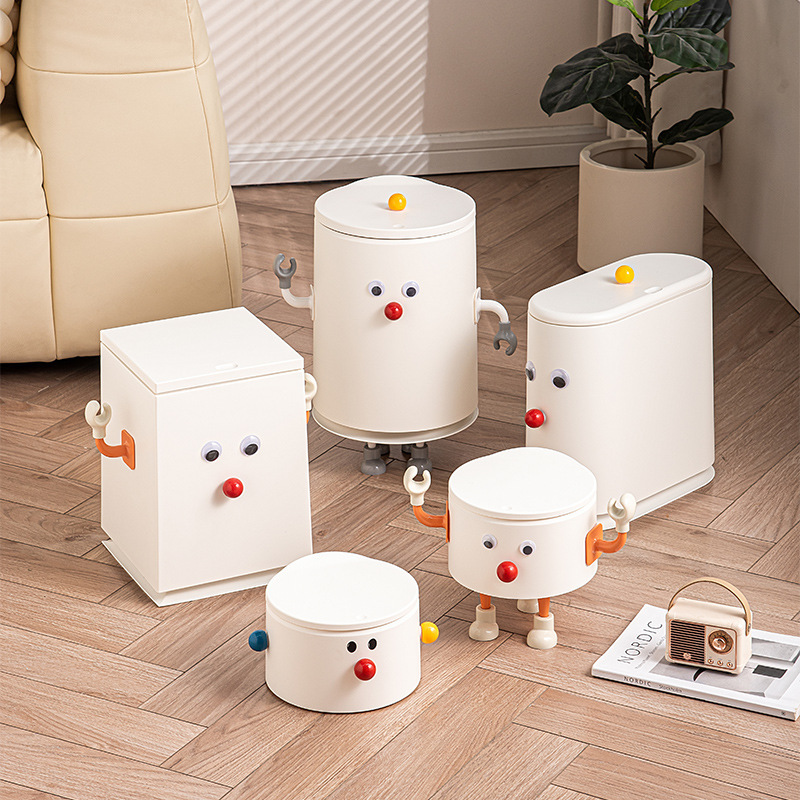Press trash can high color value large capacity home cartoon living room large with lid creative cute DIY sanitary bucket Press trash can high color value large capacity home cartoon living room large with lid creative cute DIY sanitary bucket