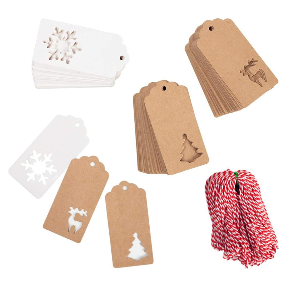亚马逊爆款现货礼品包装装饰卡片复古镂空空白牛皮纸圣诞节吊牌