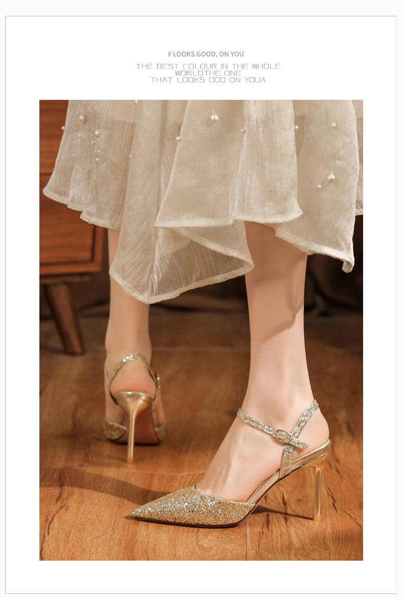 2024 Neues Pailletten-Stirnband, hinten leere High Heels, Sandalen, zwei Tragen, High Heels, High Heels, Eleganz, Pendeln, professionelles Bankett_voghion.com