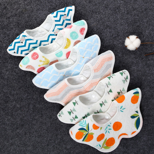 Baby saliva towel gauze pure cotton newborn spit-up towel children's bib waterproof bib 360 degree petal bib