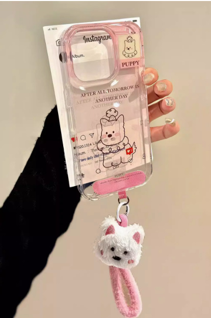 Dibujos animados lindo semi-transparente West Highland para iphone14 funda para teléfono móvil 16ProMax Apple 15 pareja 13 mujer 16
