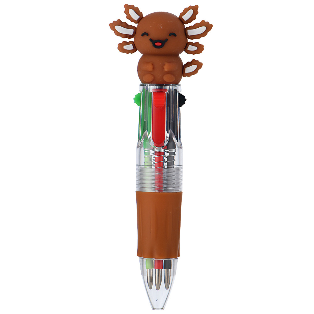 Transfronterizos lindos dibujos animados salamandra bolígrafo de cuatro colores mini bolígrafo de color bolígrafo de papelería regalo al por mayor